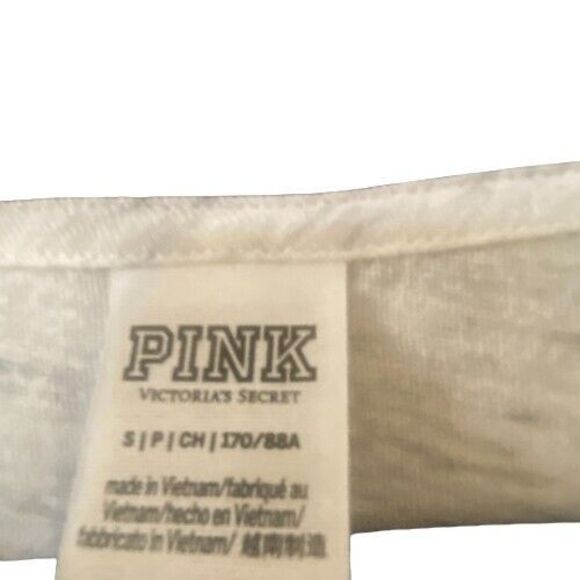 Pink Victoria Secret Womens T Shirt Size Small Black Velvet Gold Sequined Logo - Picture 7 of 7